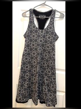 Soybu Black and White Circle-Print Racerback Midi Dress